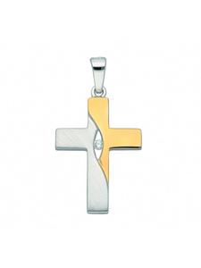 Adeliás Подвеска в виде креста из серебра 925 пробы с кубическим цирконием для женщин и мужчин