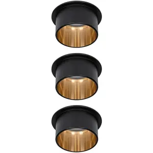 Встраиваемый светильник LED Gil LED-модуль, 3 шт., теплый белый свет, LED-модуль с трехступенчатой диммируемостью Paulmann, черный/золотой