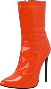 Женские ботильоны с острым носком, сексуальные ботинки на шпильке с молнией и однотонным цветом XIEPP, Orange