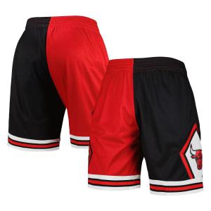 Мужские шорты Mitchell & Ness черно-красного цвета Chicago Bulls Hardwood Classics 1997 с разрезом Swingman
