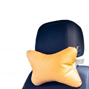 Подушка для шеи автомобиля | Подушка для игрового кресла | Подголовник автокресла | Дорожная подушка из искусственной кожи | Удобная и водонепроницаемая подушка для путешествий | Цвет бежевый Home-&-Fashion