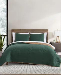 Комплект постельного белья из 3 предметов, двусторонний, из стираной микрофибры, размер King Eddie Bauer, зеленый/коричневый