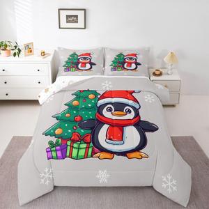 Erosebridal Комплект постельного белья с новогодним принтом пингвинов и снежинок для детей, Multi 08