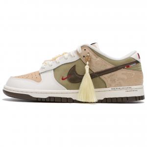 Nike Мужские износостойкие низкие скейтбордные кроссовки Dunk бежево-коричневого цвета