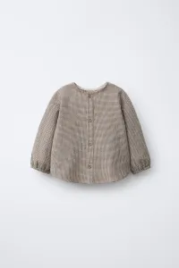 Рубашка в клетку Zara, черный/бежевый