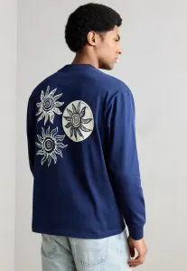 Футболка с длинными рукавами свободного кроя и рисунком на спине Scotch & Soda, Pageant Blue