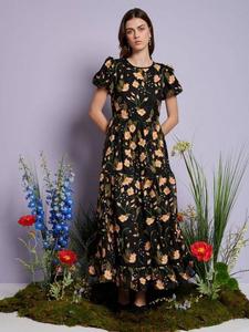Вышитое платье макси Wood Lily с цветочным принтом Sister Jane, Black/Multi