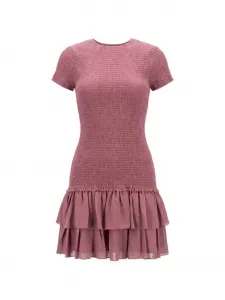 Мини-платье с оборками и сборкой (смокингом) Michael Michael Kors, розовый