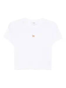 Футболка с нашивкой Baby Fox Patch Baby Maison Kitsuné, белый