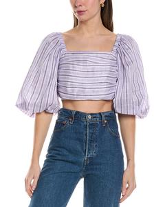 Топ из смеси льна Sandro, фиолетовый