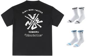 Футболка унисекс VEIDOORN, Extreme Night Black + 2 пары баскетбольных носков (случайный цвет)