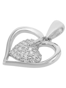 Adeliás Женский кулон - Сердце. Кулон в форме сердца из серебра 925 пробы с кубическим цирконием в серебряной оправе