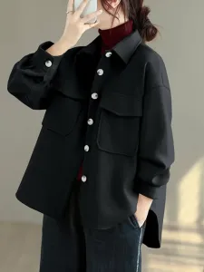 Рубашка-куртка из шерсти, женский комбинезон Doux Belle, цвет Black