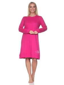 Уютная ночная рубашка из интерлока с длинными рукавами и рисунком в виде звезд в розовом цвете. NORMANN