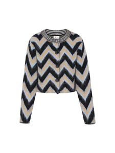 Женский кардиган черного цвета с разноцветными вставками IZIA