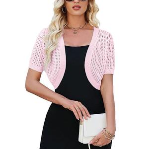 Женский короткий рукав болеро кардиган легкий трикотажный свитер Green Elysium, Pink