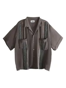 Рубашка с вязаной панелью косами Magliano, коричневый