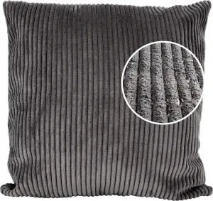 Декоративная подушка 60х60 см, чехол без наполнителя, чехол на молнии, однотонный вельветовый бархат антрацитового цвета