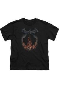 Футболка с коротким рукавом для детей "Бэтмен: Дым и огонь" Gildan, черный