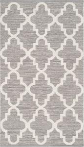 Ковер SAFAVIEH, 77 x 122 см, Montauk Collection, Grey & Ivory, ручной работы, хлопковый с узором Trellis, идеально подходит для помещений с высокой проходимостью: прихожая, гостиная, спальня (MTK810A)