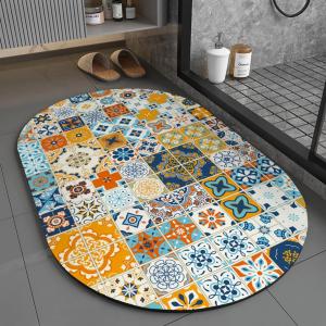 Коврики для ванной овальной богемной формы с узором в этническом стиле Коврики для ванной Впитывающие нескользящие коврики для ванной комнаты, размер: 40x60 см, стиль 8 DQQ, мультиколор