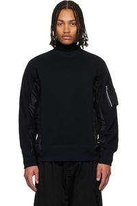 Sacai Черная толстовка из вспененного материала и нейлоновой саржи