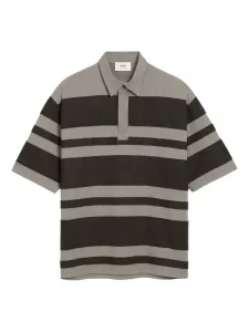 Полосатая рубашка с монограммой Ami De Coeur AMI Paris, серый