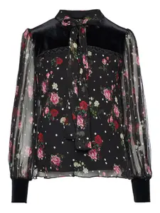 Топ в цветочек и в горох Nissa, черный