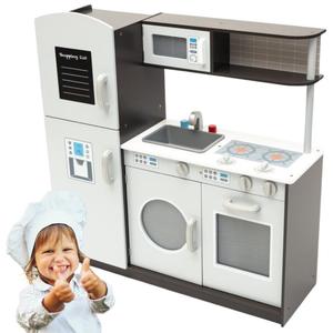 Деревянная кухня белого цвета с коричневыми акцентами и доской для письма Kathay-Haster