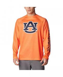 Мужская оранжевая футболка Auburn Tigers PFG Terminal Tackle Omni-Shade Raglan с длинным рукавом Columbia