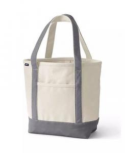 Сумка-тоут среднего размера из натуральной ткани с 5 карманами и открытым верхом Lands' End, белый