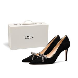 LOLY Туфли на высоком тонком каблуке женские, черные