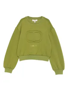 Свитшот с тисненным логотипом TWINSET Kids, зеленый