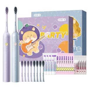 Звуковая электрическая зубная щетка Cute Pet Design Fruit Party Limited двойная упаковка Box G33 Saky+, фиолетовый