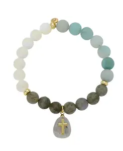 Браслет-Подвеска в форме креста из перламутра и лабрадорита Unwritten, multi