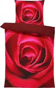 Комплект постельного белья Rose из 4 предметов 135x200 см, цвет Rose amour, бордовый, двусторонний, микрофибра One-Home