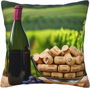 CarXs Декоративная подушка с принтом винных пробок и винограда, двусторонняя Wine Bottle Corks Grapes