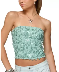 Топ без бретелей с пайетками от Brynn Edikted, зеленый