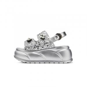 ST&SAT Женские сандалии на одной застежке серебристые, цвет Silver