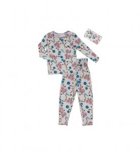 Комплект для маленьких девочек: облегающая двухкомпонентная пижама с длинными рукавами и головной платок Чарли Everly Grey, Magnolia