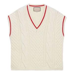 Жилет wool cable knit vest 'ivory ' Gucci, белый