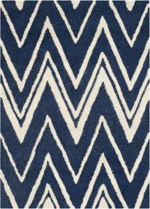 Ковер SAFAVIEH, 61 x 92 см, Cambridge Collection, Navy & Ivory, ручной работы, шеврон из шерсти, идеален для помещений с высокой проходимостью: прихожая, гостиная, спальня (CAM711M)