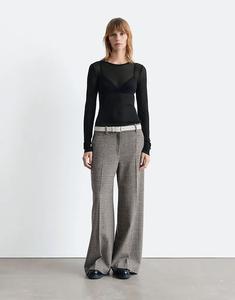 & Other Stories шерстяные брюки-клеш из комплекта, темно-бежевые, в клетку