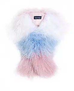 Шарф из овчины с цветными блоками Julia & Stella By Maximilian, мультиколор