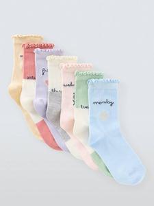 Детские носки с днями недели John Lewis, Pack of 7, Multi