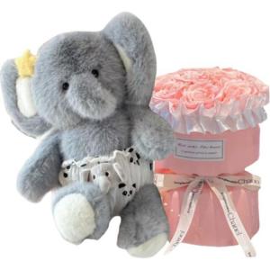 Плюшевая игрушка Love Of Wormwood Forest Running Lamb And Elephant с подгузником, милый дизайн домашнего питомца, плюшевая кукла высотой 40 см AIQINGCAOZHILIAN(WANJU)