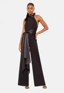 Комбинезон прямого кроя с драпировкой и воротником-халтером Lipsy, Black