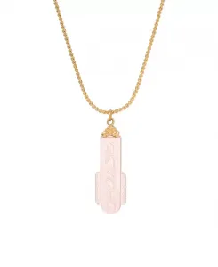 Ожерелье с кулоном из травленого стекла в стиле ар-деко 2028, pink