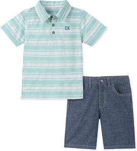 Комплект из 2-х шорт-поло Calvin Klein для мальчиков, Green