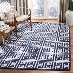 Ковер ручной работы SAFAVIEH, 305 x 427 см, Dhurries Collection Navy/Ivory DHU626D из премиальной шерсти и бананового шелка